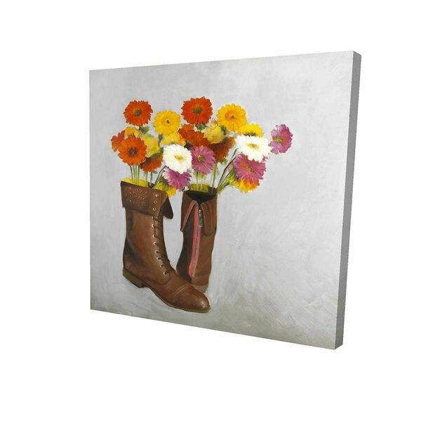 Begin Home Decor 12 x 12 in. Boots with Daisies Flowers-Print on Canvas 2080-1212-SL11